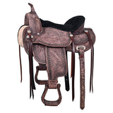 15 In HILASON Western Horse Saddle American Leather Flex Tree Trail and Pleasure Dark Brown - Uhorse