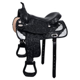 15 In HILASON Western Horse Saddle American Leather Flex Tree Trail and Pleasure Black - Hilason