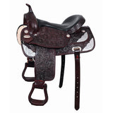 15 In HILASON Western Horse Saddle American Leather Flex Tree Trail and Pleasure Dark Brown - Uhorse