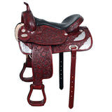 16 In HILASON Western Horse Saddle American Leather Flex Tree Trail and Pleasure Mahogany - Uhorse