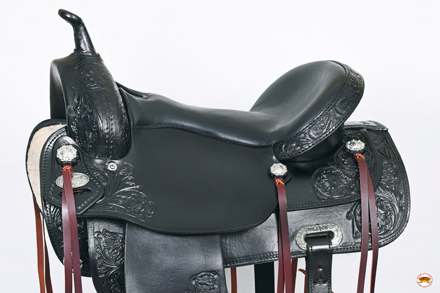 HILASON Western Horse Saddle American Leather Flex Tree Trail & Pleasure Black | for Horses