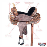16 In HILASON Western Horse Saddle American Leather Flex Tree Trail & Pleasure Dark Brown