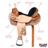 HILASON Flex Tree Western Horse Saddle American Leather Trail Barrel Racing | for Horses