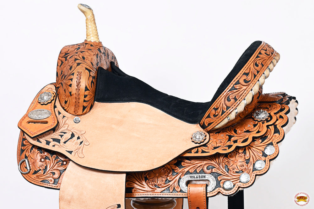 15 In Hilason Western Horse Trail Barrel Racing American Leather Saddle Dark Brown