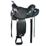 16 In Flex Tree Western Horse Saddle American Leather Barre Trail and Pleasure Black - Uhorse
