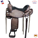 Flex Tree Western Horse Saddle American Leather Barre Trail & Pleasure Brown By Hilason