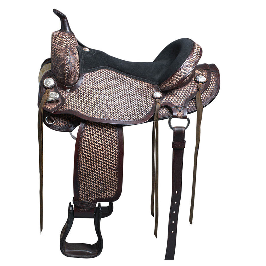 17 In Flex Tree Western Horse Saddle American Leather Barre Trail and Pleasure Brown - Uhorse