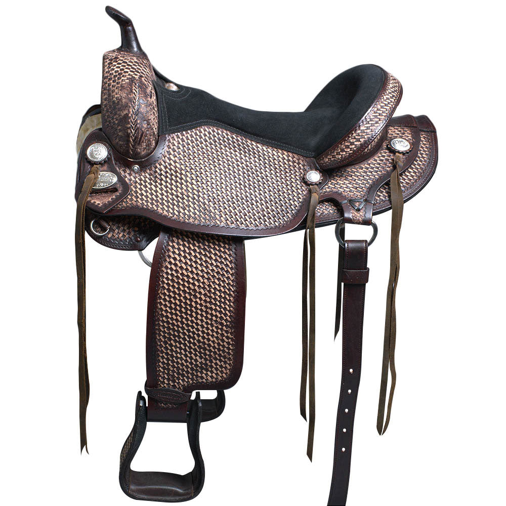 Flex Tree Western Horse Saddle American Leather Barre Trail & Pleasure  Brown By Hilason
