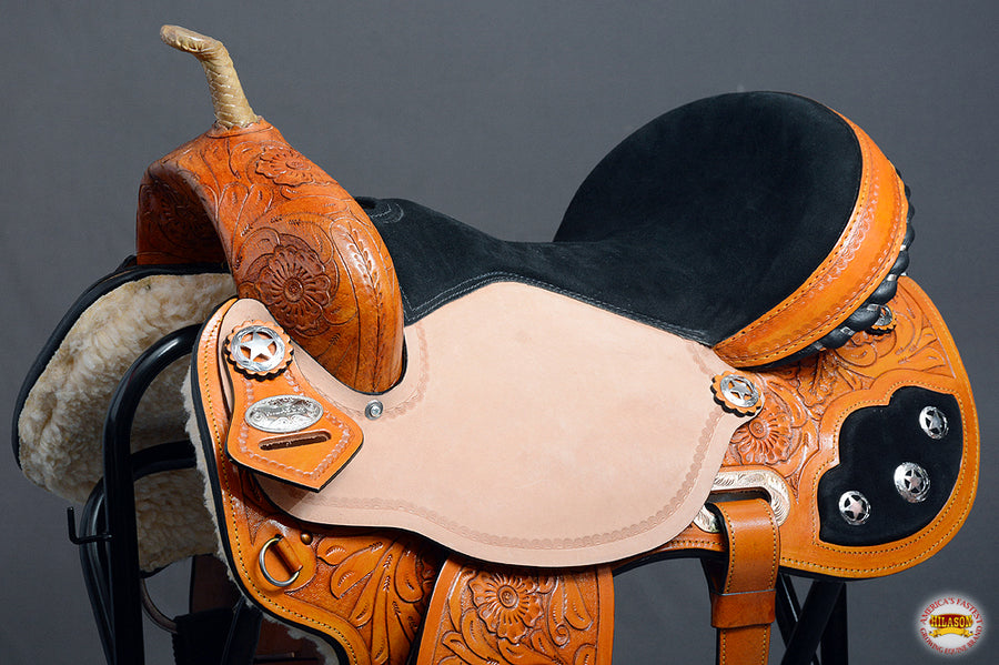 HILASON Flex Tree Western Horse Saddle American Leather Trail Barrel | American Saddle Horse | Leather Saddle | Western Saddle | Saddle for Horses | Horse Saddle Western