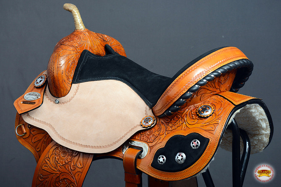 HILASON Flex Tree Western Horse Saddle American Leather Trail Barrel | American Saddle Horse | Leather Saddle | Western Saddle | Saddle for Horses | Horse Saddle Western