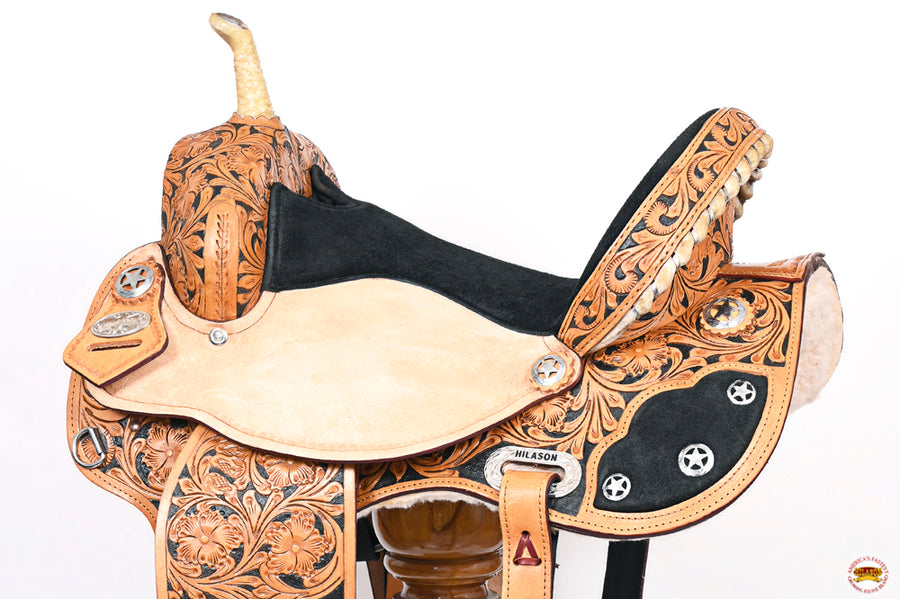 HILASON Flex Tree Western Horse Saddle American Leather Trail Barrel | for Horses
