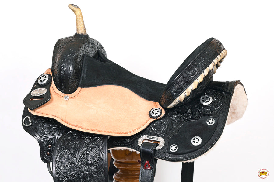 HILASON Flex Tree Western Horse Saddle American Leather Trail Barrel Black | for Horses
