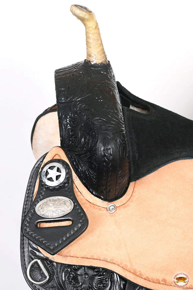 HILASON Flex Tree Western Horse Saddle American Leather Trail Barrel Black | for Horses
