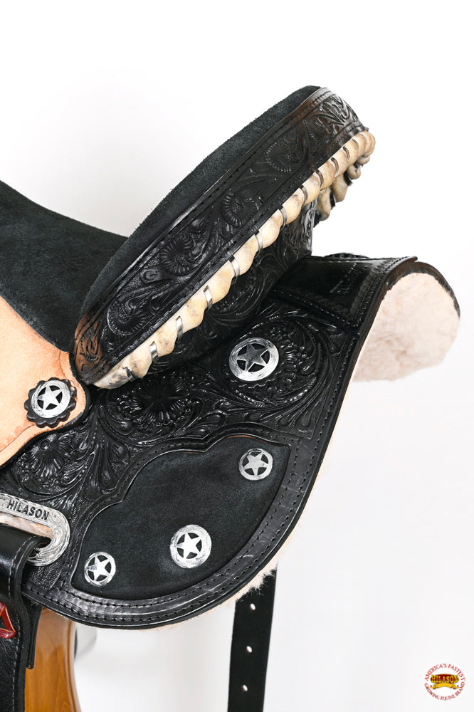 HILASON Flex Tree Western Horse Saddle American Leather Trail Barrel Black | for Horses