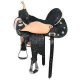 17 In Flex Tree Western Horse Saddle American Leather Trail Barrel Black - Uhorse