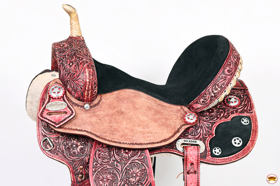 HILASON Flex Tree Western Horse Saddle American Leather Trail Barrel | for Horses