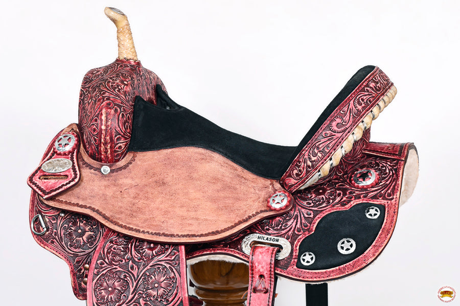 HILASON Flex Tree Western Horse Saddle American Leather Trail Barrel | for Horses