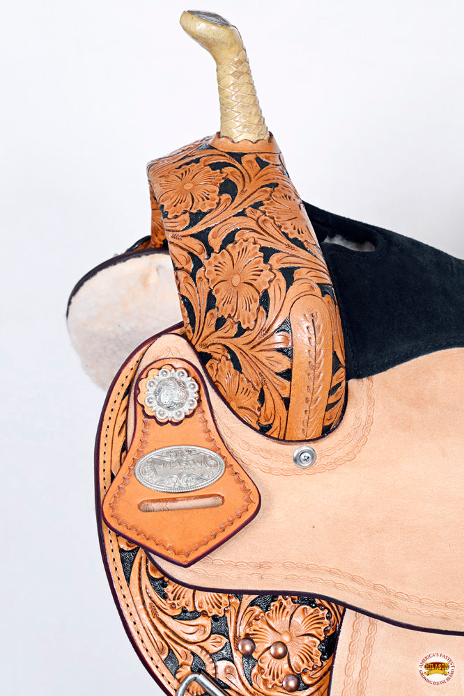 HILASON Western Horse Saddle American Leather Flex Trail Barrel Black | for Horses