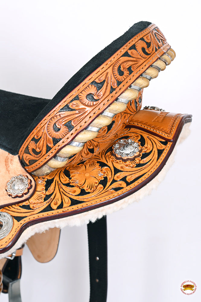 HILASON Western Horse Saddle American Leather Flex Trail Barrel Black | for Horses