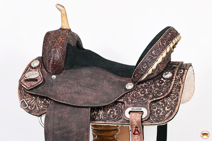 HILASON Flex Tree Western Horse Saddle American Leather Trail Barrel | for Horses