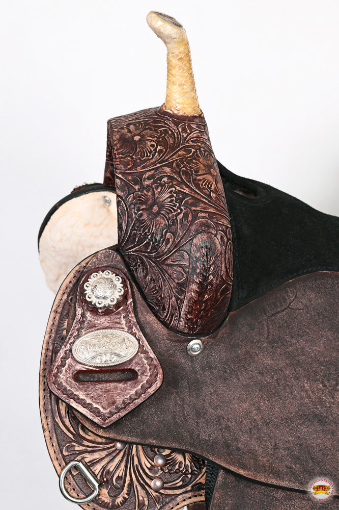HILASON Flex Tree Western Horse Saddle American Leather Trail Barrel | for Horses