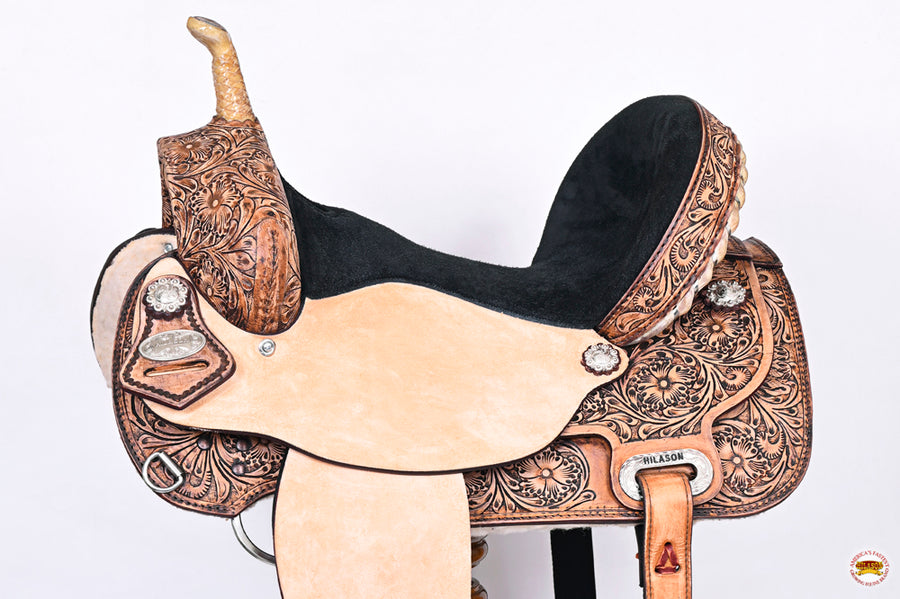 HILASON Flex Tree Western Horse Saddle American Leather Trail Barrel | for Horses