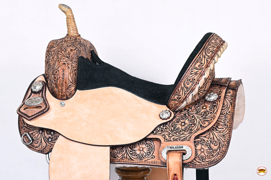 HILASON Flex Tree Western Horse Saddle American Leather Trail Barrel | for Horses