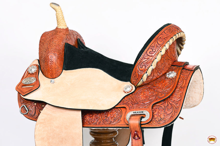 HILASON Flex Tree Western Horse Saddle American Leather Trail Barrel | for Horses