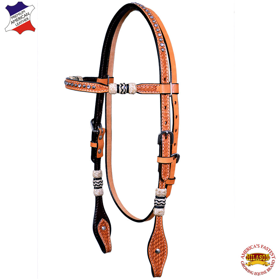 Hilason W. H. Headstall Bridle American Leather Rawhide by Hilason – Cowboy and equestrian accessories