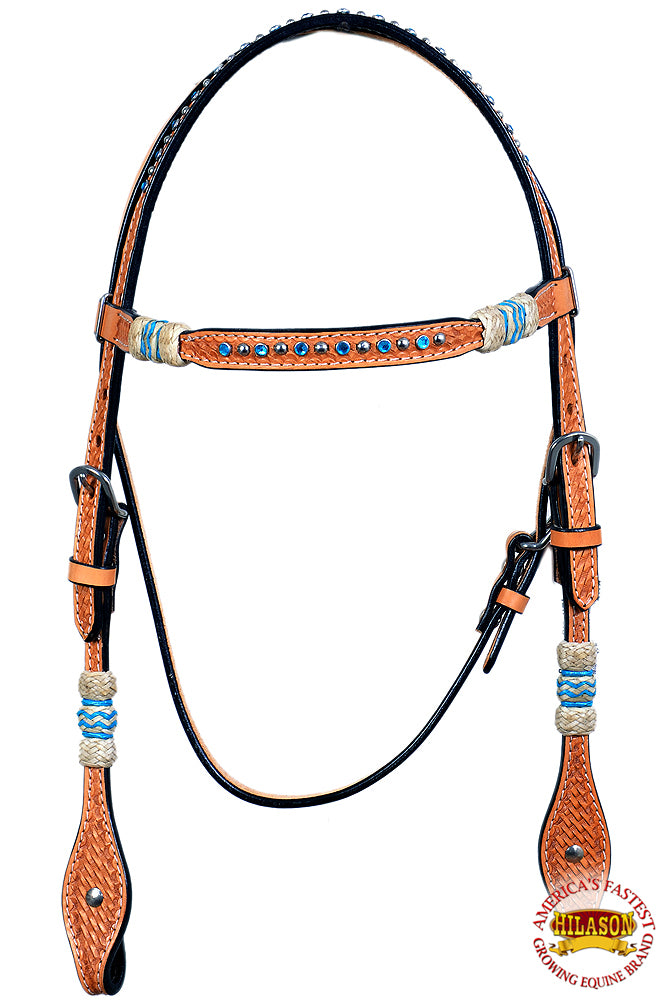 HILASON Western Headstall Horse Tack American Leather Tan Rawhide | Bridle