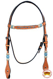 Western Headstall Horse Tack American Leather Tan Rawhide Hilason