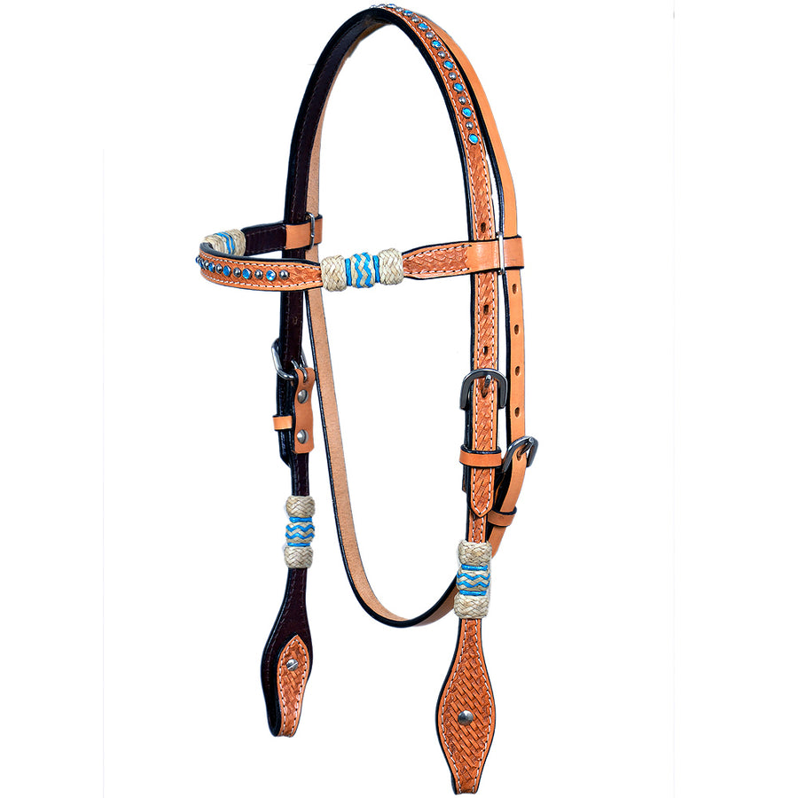 W. Headstall H. Tk. American Leather Tan Rawhide Hilason by Hilason – Cowboy and equestrian accessories