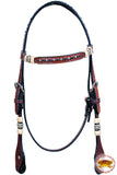 Western Headstall Horse Tack American Leather Dark Brown Rawhide Hilason