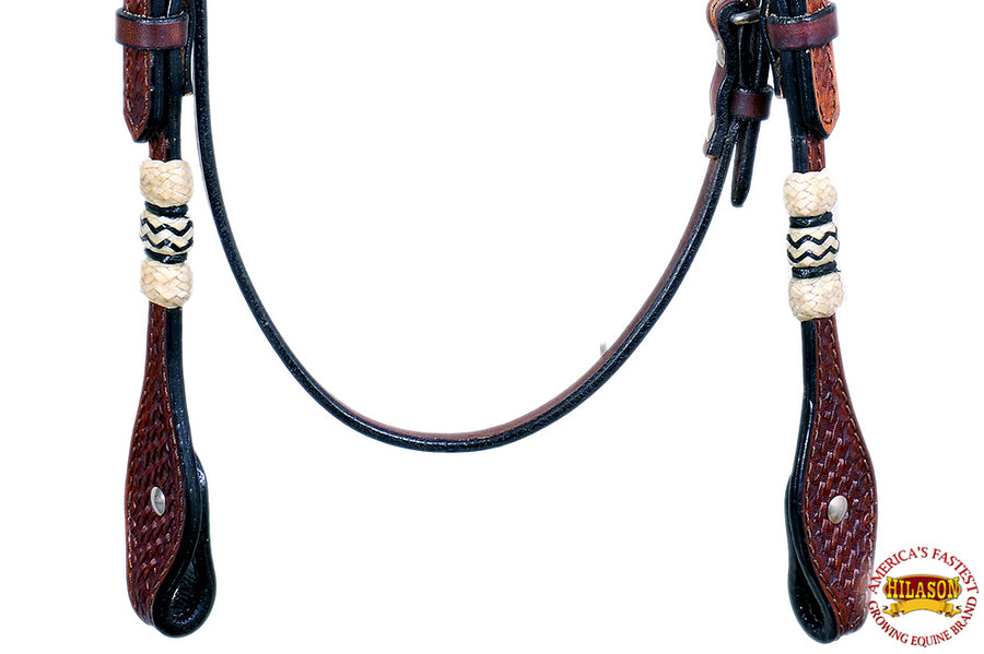 HILASON Western Headstall Horse Tack American Leather Dark Brown Rawhide | Bridle