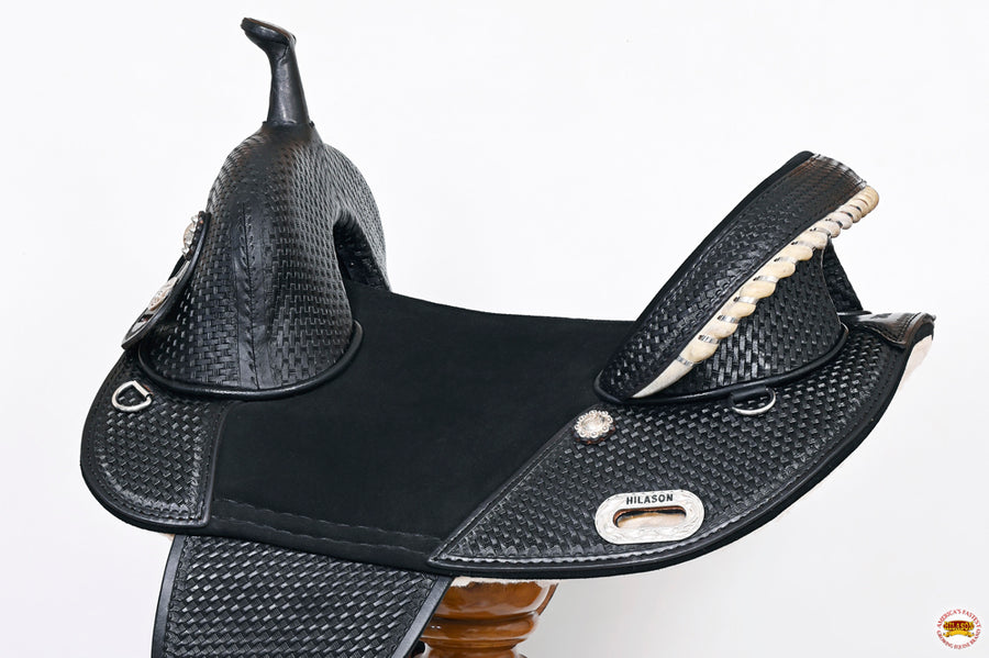 HILASON Western American Leather Trail Barrel Racing Horse Saddle | Treeless for Horses