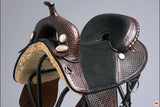 HILASON Western Horse Trail Barrel Racing American Leather Saddle | Treeless for Horses