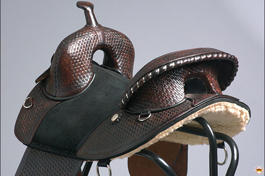HILASON Western Horse Trail Barrel Racing American Leather Saddle | Treeless for Horses