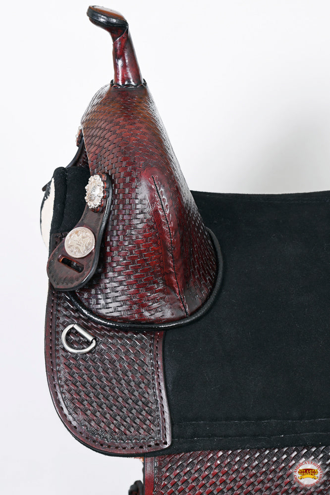 HILASON Western Horse Trail Barrel Racing American Leather Saddle | Treeless for Horses