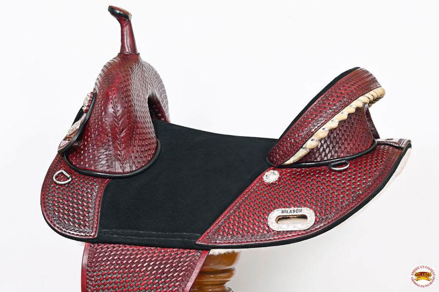 HILASON Western Horse Trail Barrel Racing American Leather Saddle | Treeless for Horses