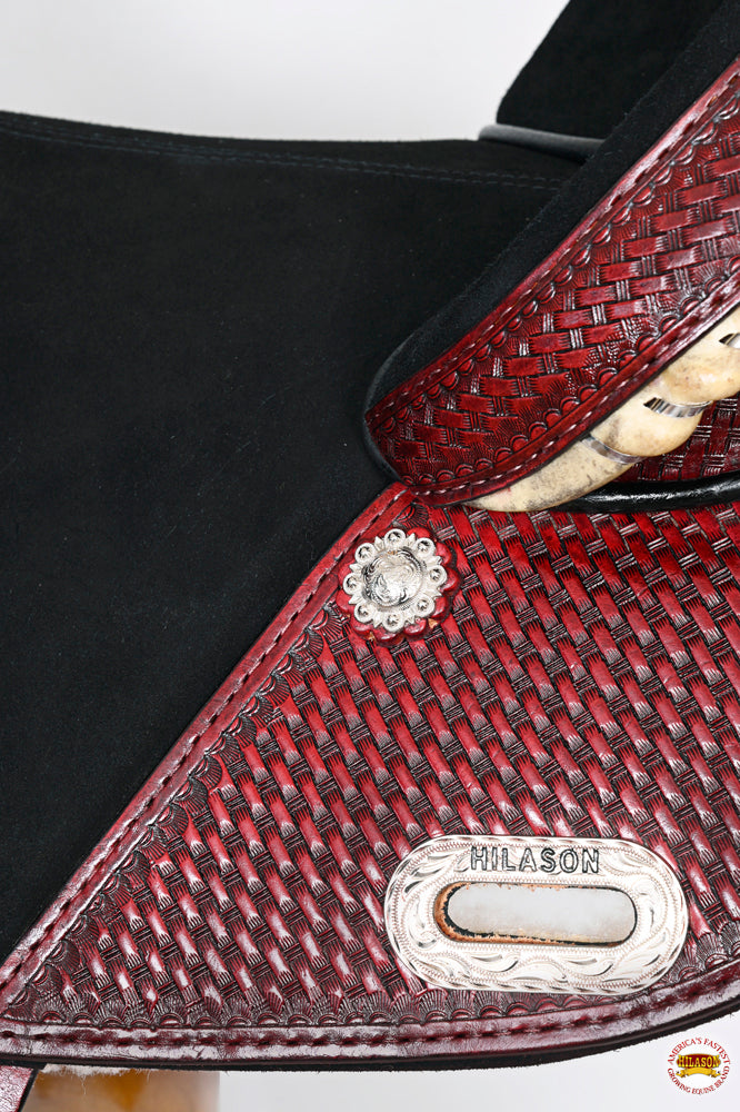 HILASON Western Horse Trail Barrel Racing American Leather Saddle | Treeless for Horses