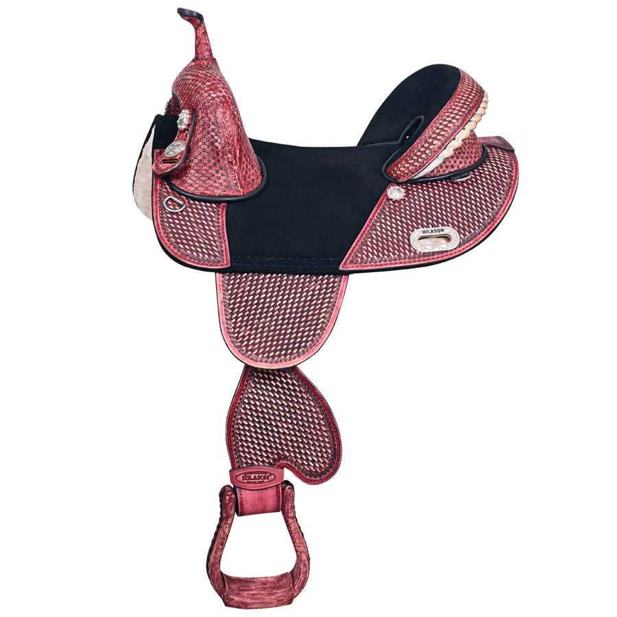 HILASON Western Horse Trail Barrel Racing American Leather Saddle | Treeless for Horses - Uhorse