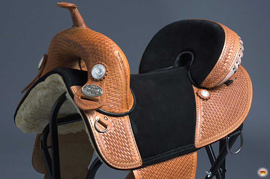 HILASON Western Horse Trail Barrel Racing American Leather Saddle | Treeless for Horses