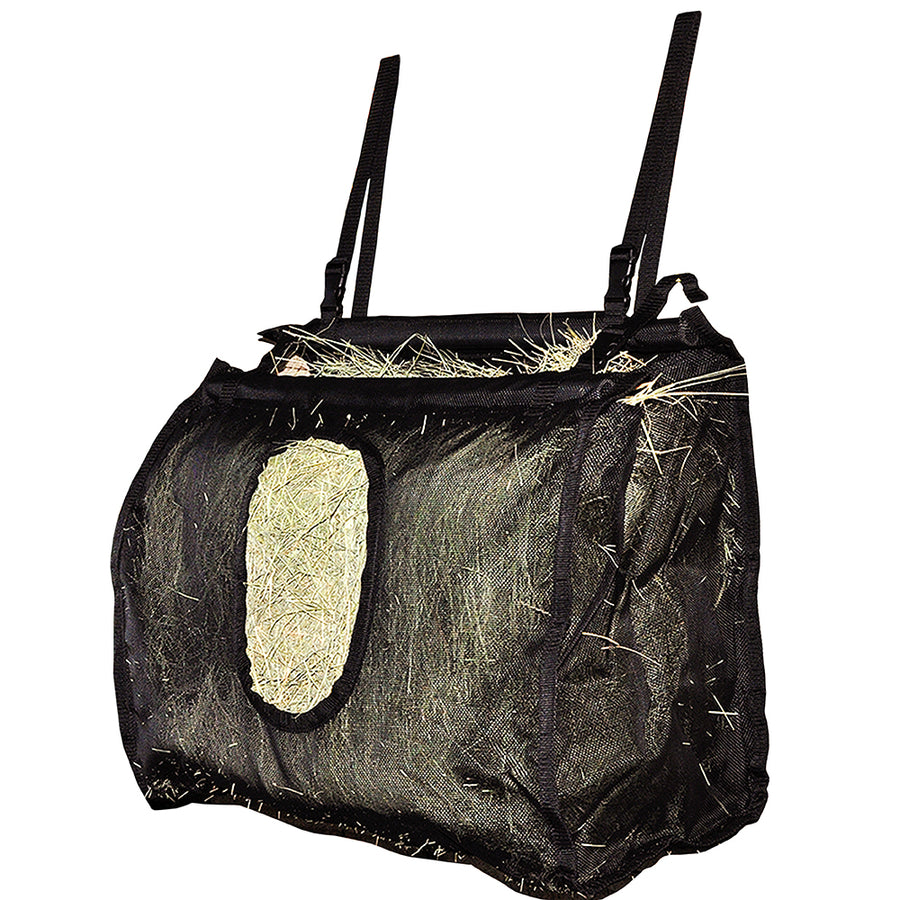 Black nylon hay bag with mesh window - Uhorse