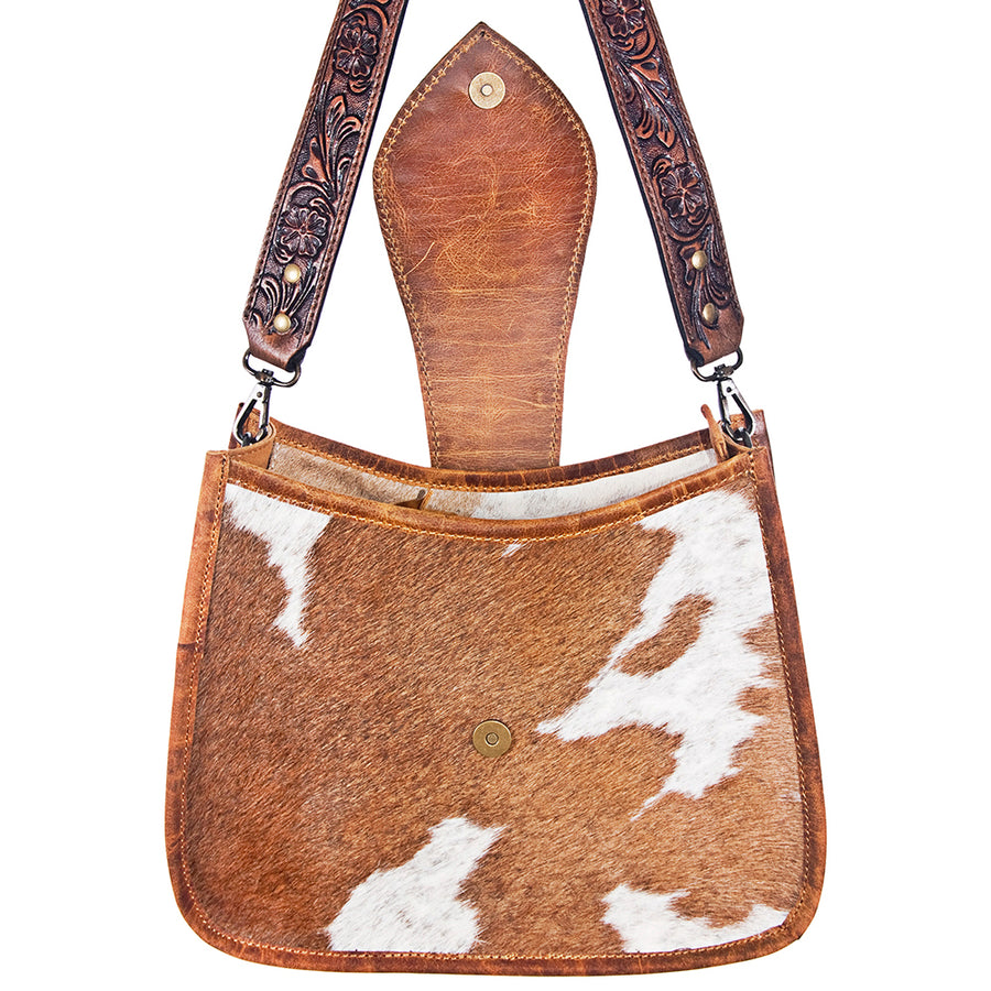 American Darling Women's Hobo Bag Western Hand Tooled Hair-On Genuine Leather Handbag and Ladies Purse