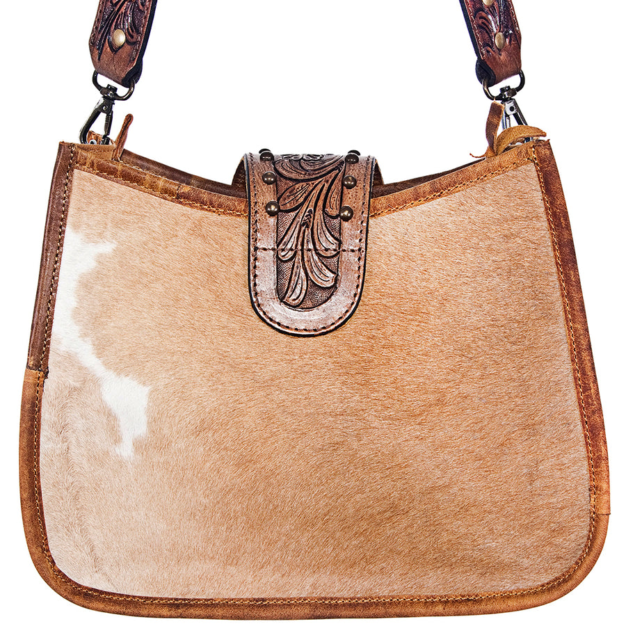 American Darling Women's Hobo Bag Western Hand Tooled Hair-On Genuine Leather Handbag and Ladies Purse
