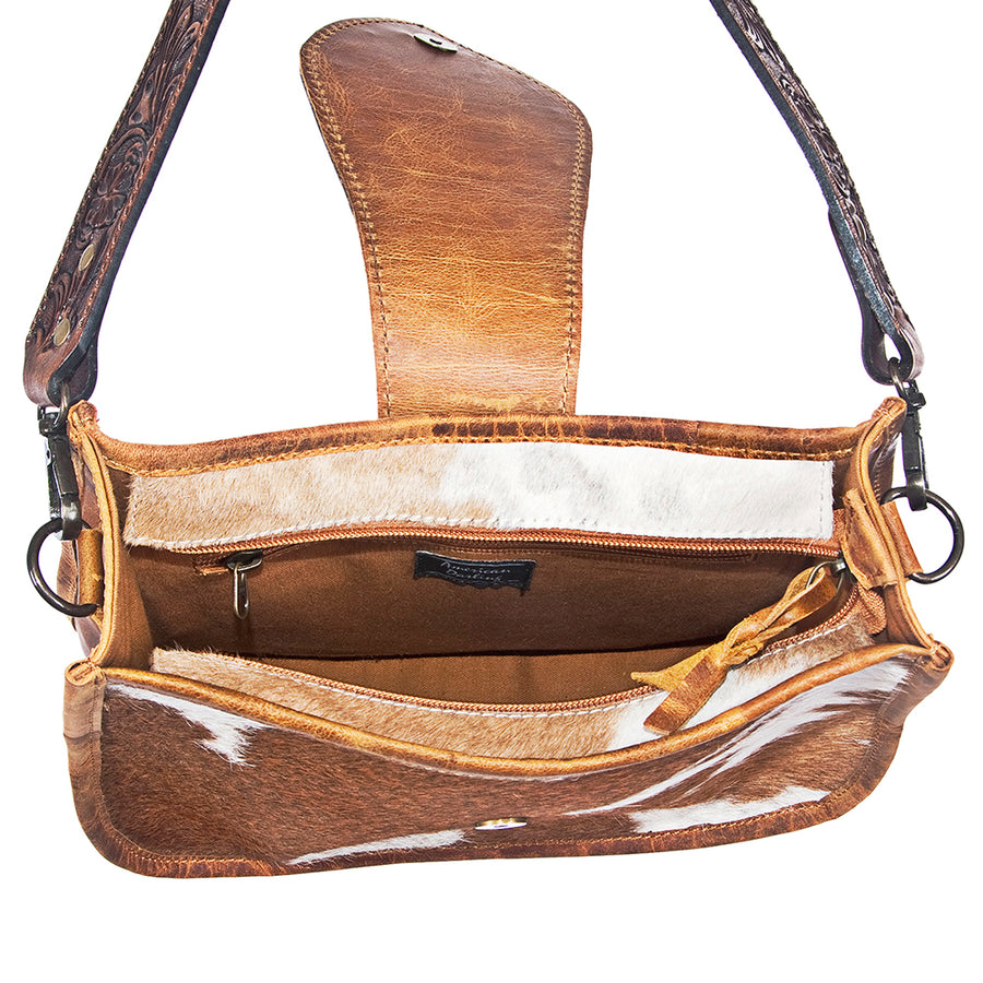American Darling Women's Hobo Bag Western Hand Tooled Hair-On Genuine Leather Handbag and Ladies Purse