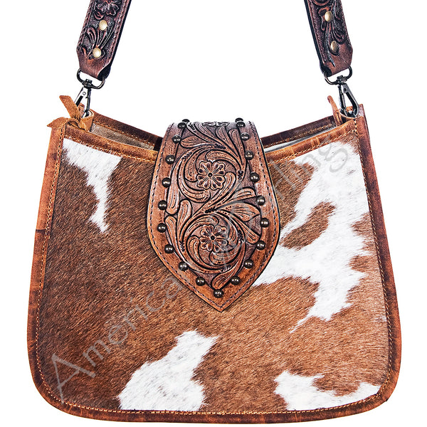 American Darling Hobo Hand Tooled Hair On Genuine Leather Western Women Bag | Handbag Purse Bags for Cute - Uhorse