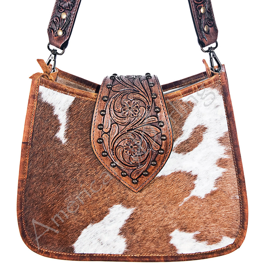 American Darling Hobo Hand Tooled Hair On Genuine Leather Western Women Bag | Handbag Purse Bags for Cute - Uhorse