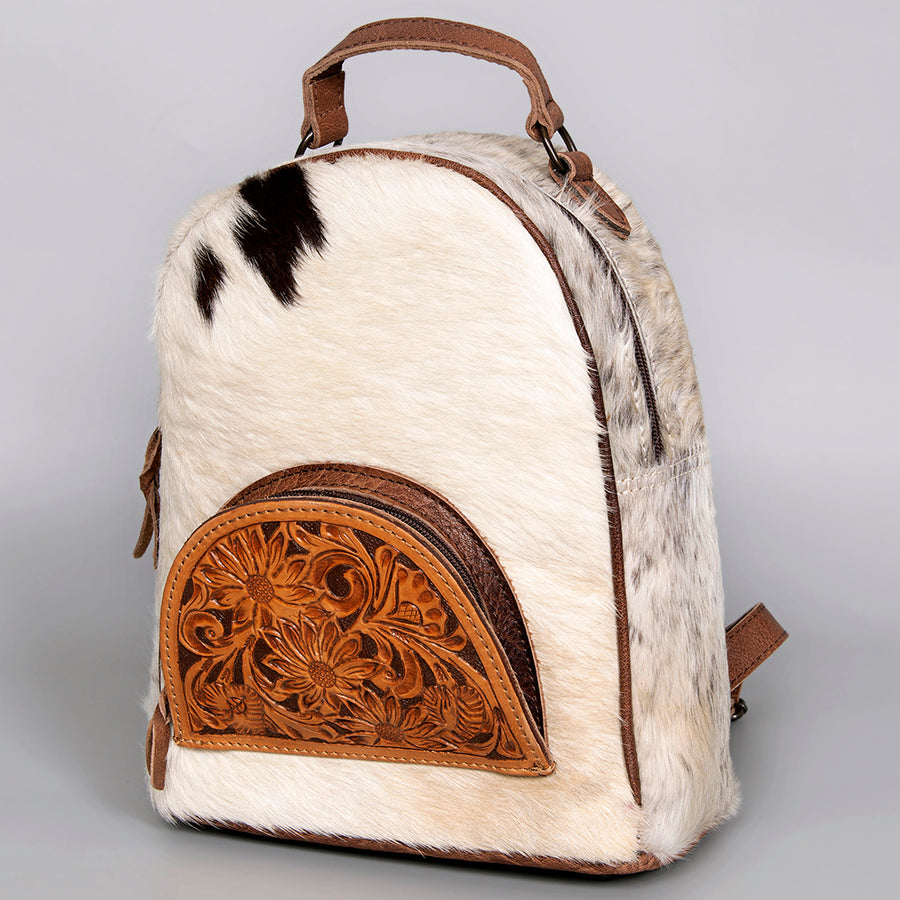 American Darling Backpack Hand Tooled Hair on Genuine Leather Western Women Bag | for Laptop School Purse Travel - Uhorse