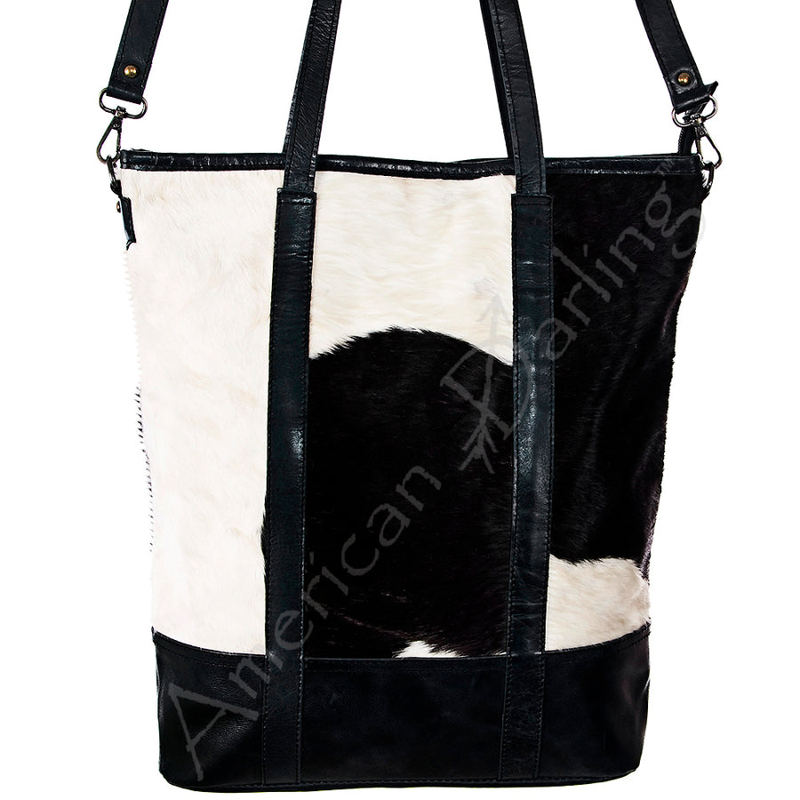 American Darling ADBGS175BKW Tote Hair On Genuine Leather Women Bag W. by Hilason – Cowboy and equestrian accessories